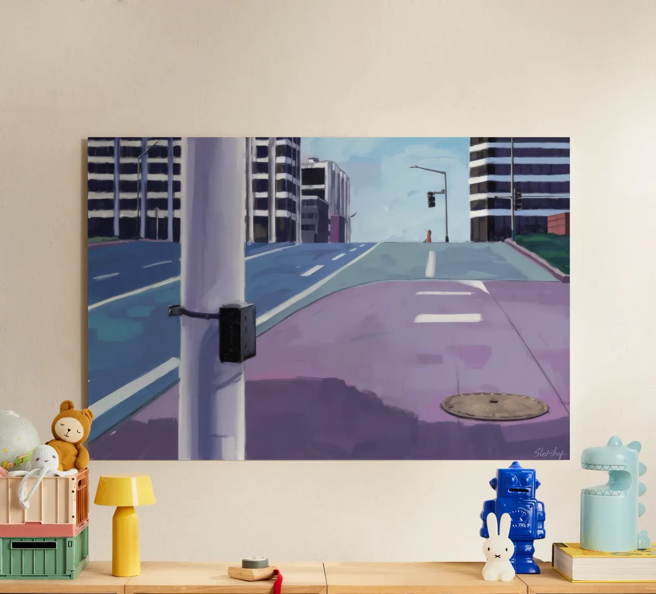 Perspectiva de la calle Violeta metacrilato de Opal Strokes