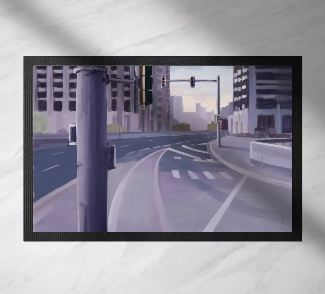 Urban Intersection Stillness doormat by Opal Strokes
