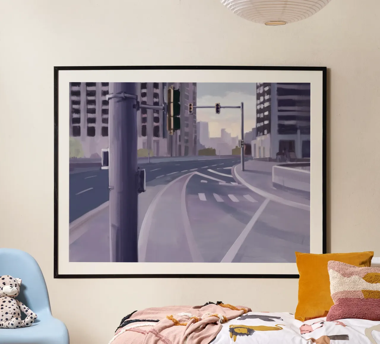 Intersezione urbana Immobile poster con telaio in plastica da Opal Strokes