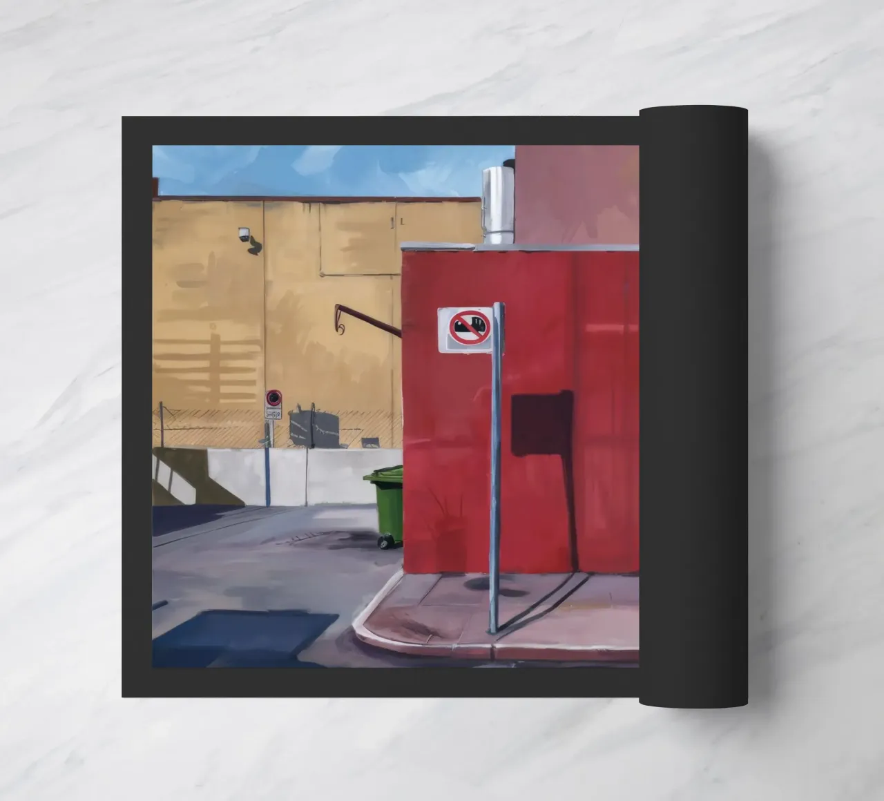 Parete rossa, porta bianca zerbino da Opal Strokes