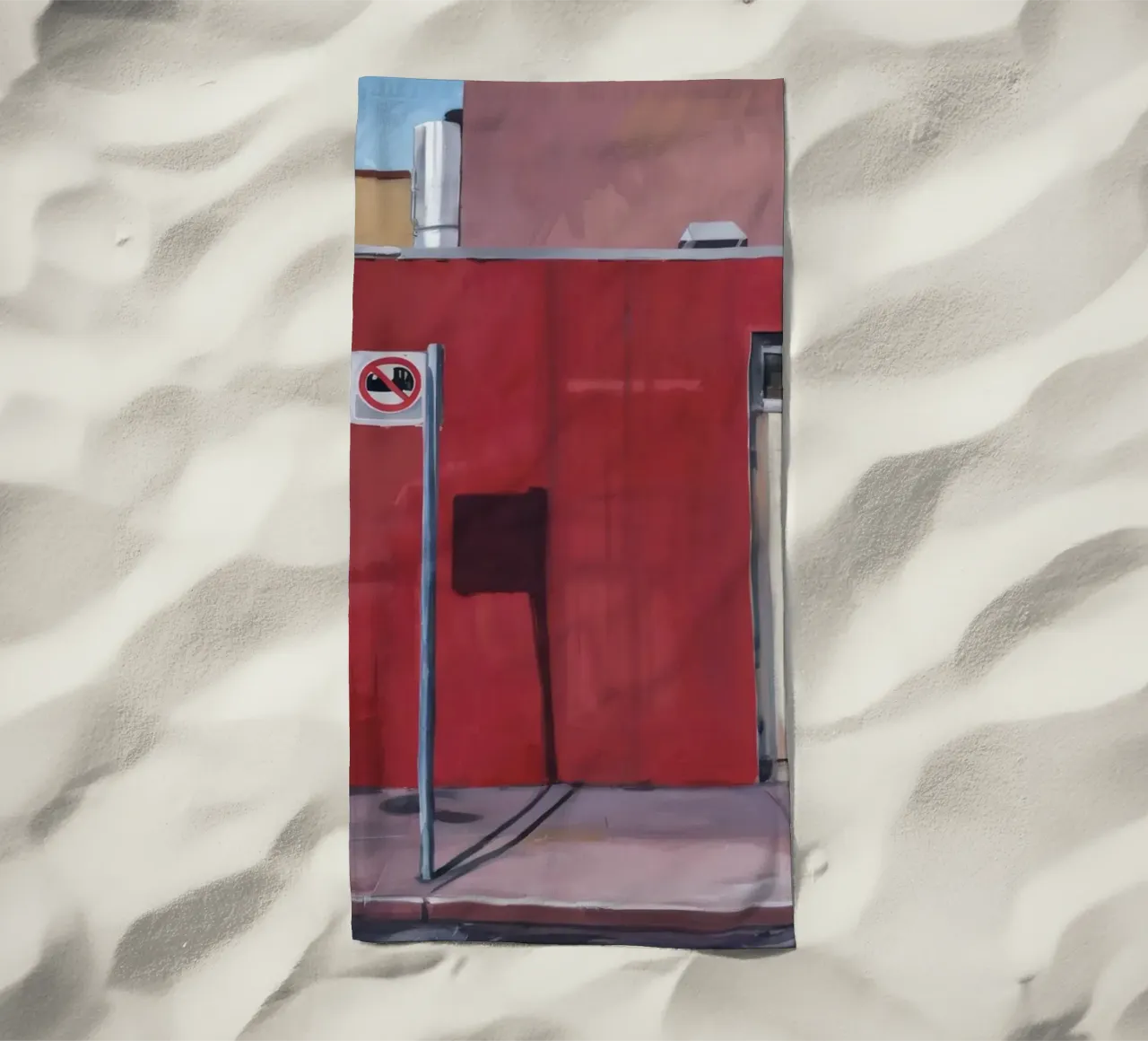 Parete rossa, porta bianca telo mare da Opal Strokes