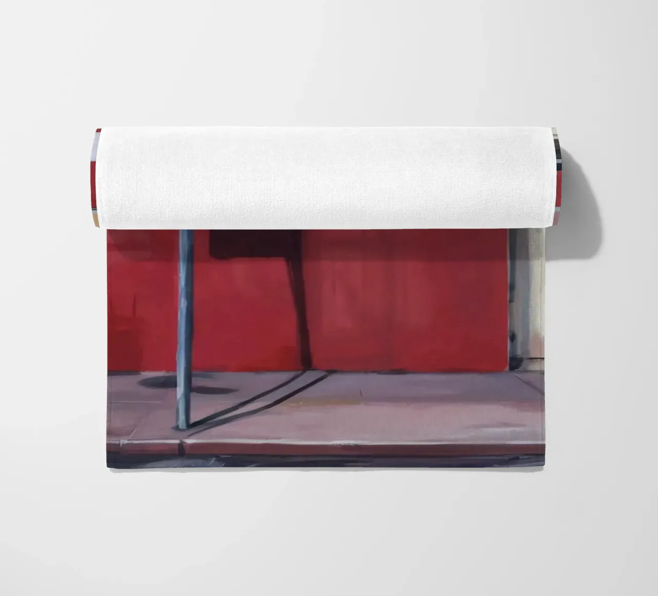 Parete rossa, porta bianca telo mare da Opal Strokes