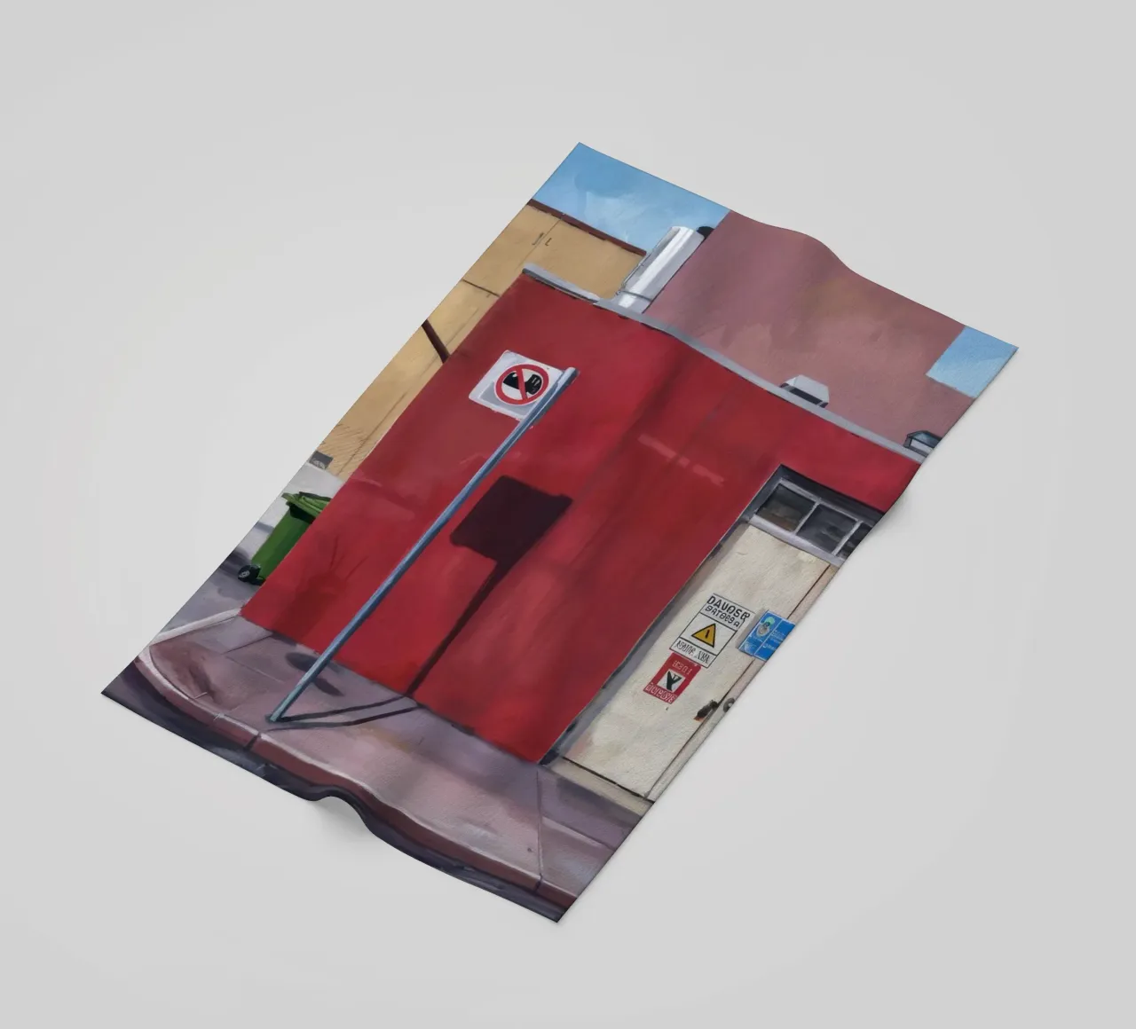 Parete rossa, porta bianca telo mare da Opal Strokes