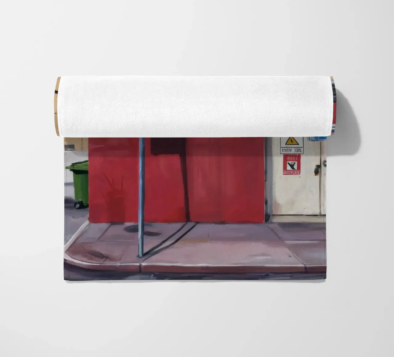 Parete rossa, porta bianca telo mare da Opal Strokes