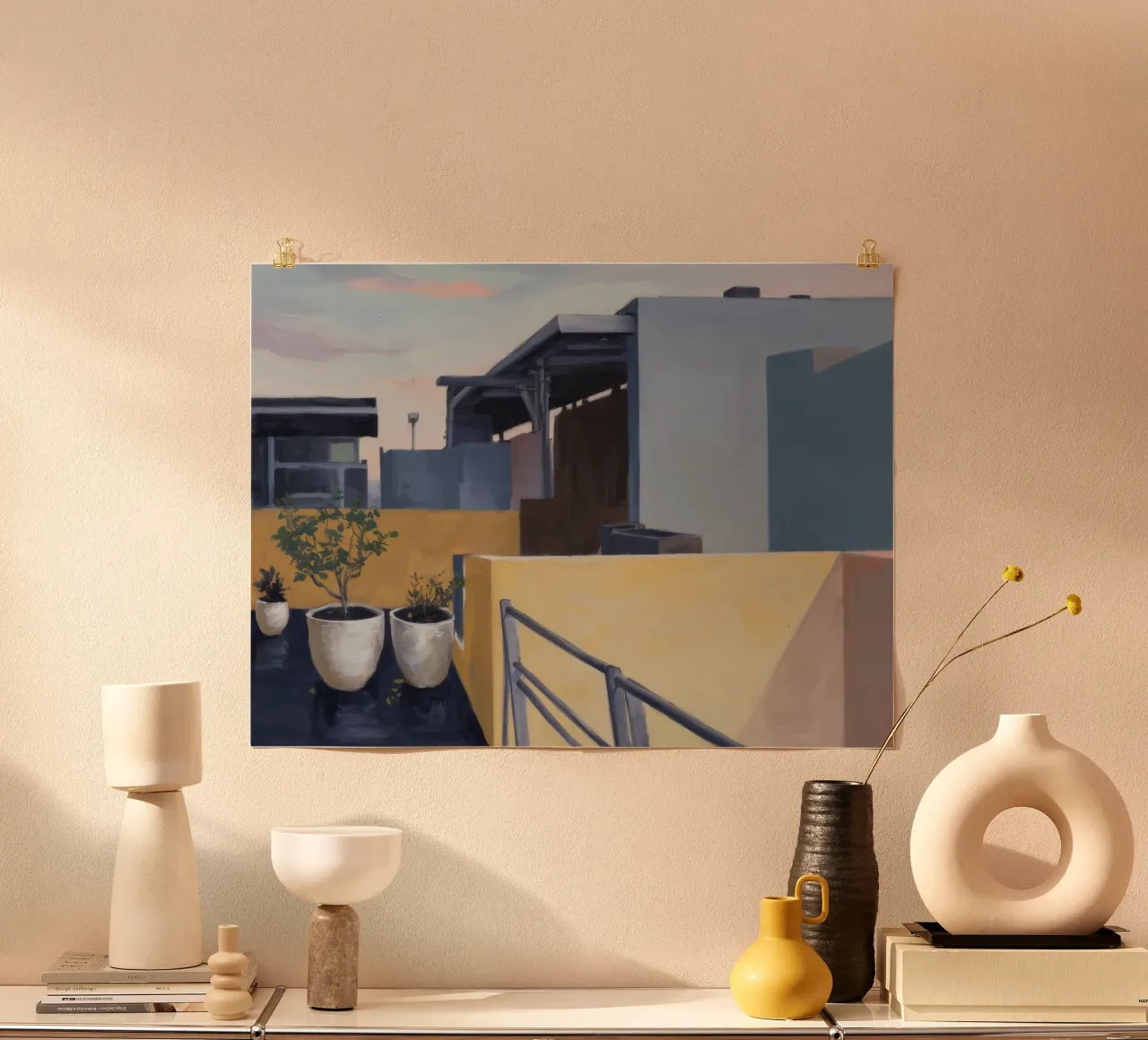 Il giardino pensile è un'occasione di riposo poster con telaio in plastica da Opal Strokes