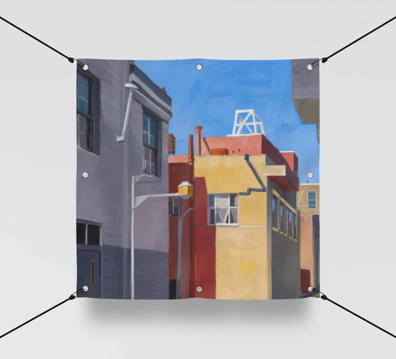 Geometria urbana colorata telo in pvc da Opal Strokes