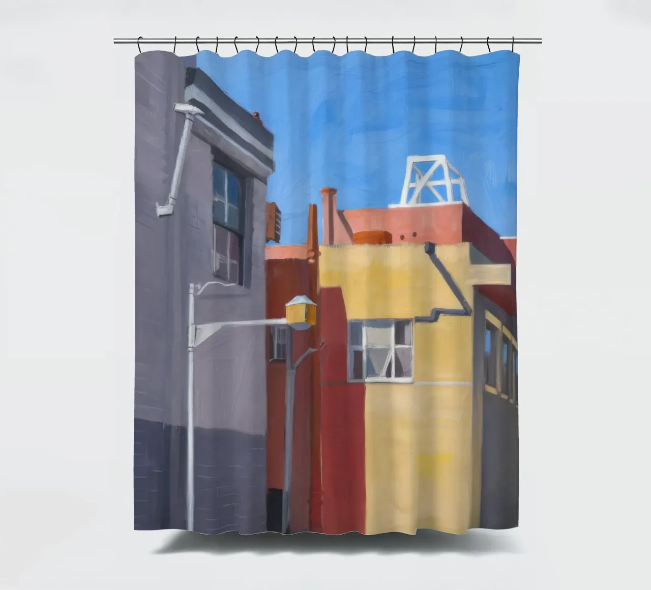 Colorful Urban Geometry shower curtain by Opal Strokes