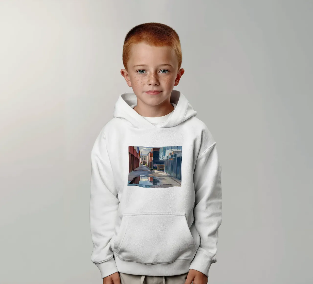 Réflexions sur les flaques d'eau dans les allées sweat à capuche enfant de Opal Strokes