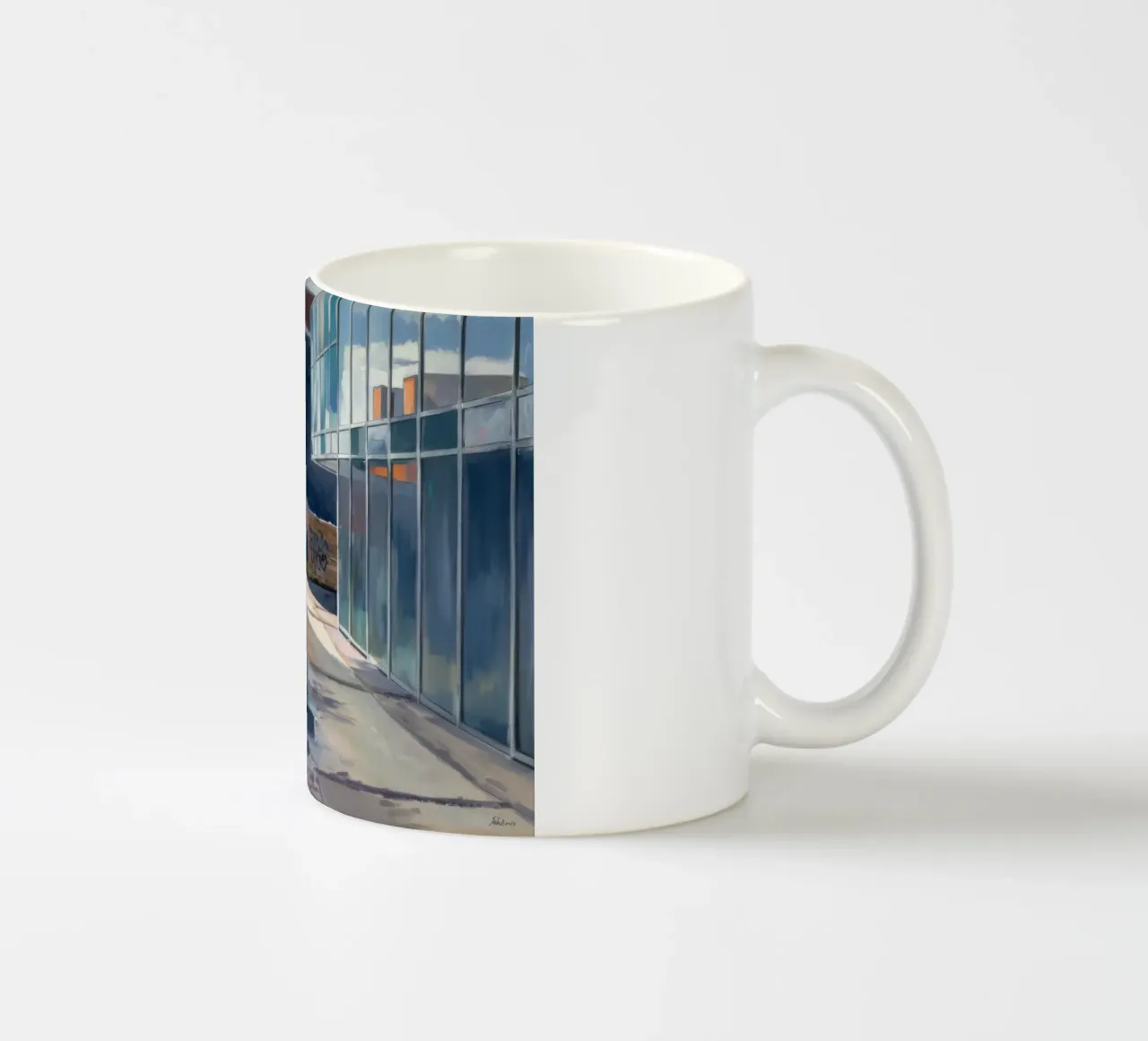 Réflexions sur les flaques d'eau dans les allées mug en céramique de Opal Strokes