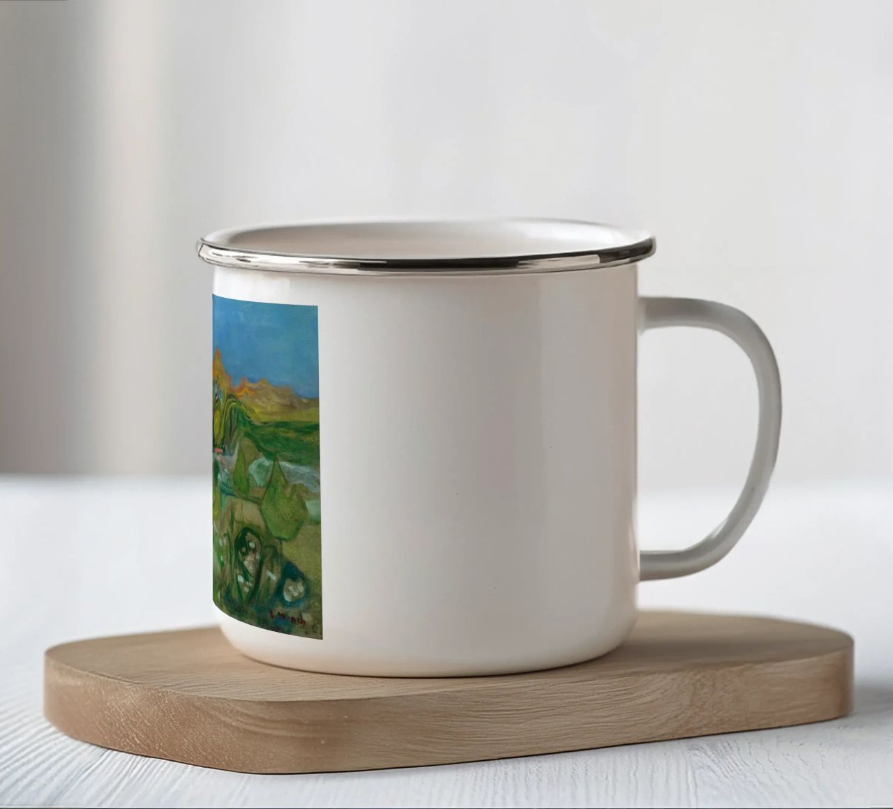 Scenario astratto tazza in smalto da Rachel Gallery