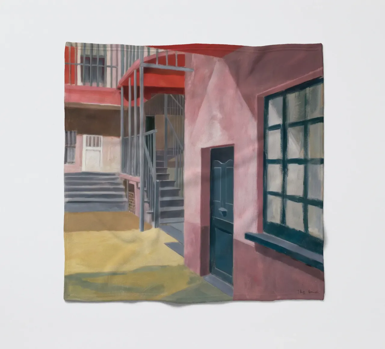 Salita di una scala geometrica coperta in pile da Opal Strokes