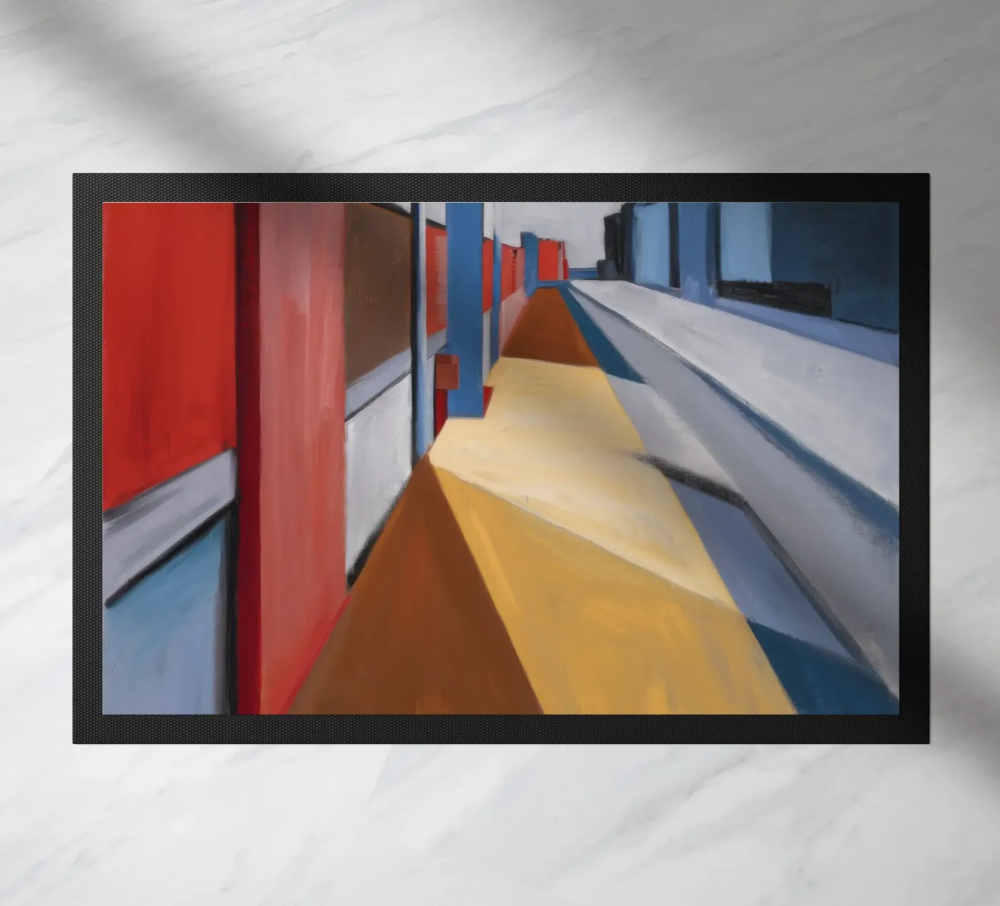Red Platform Perspective doormat by Opal Strokes