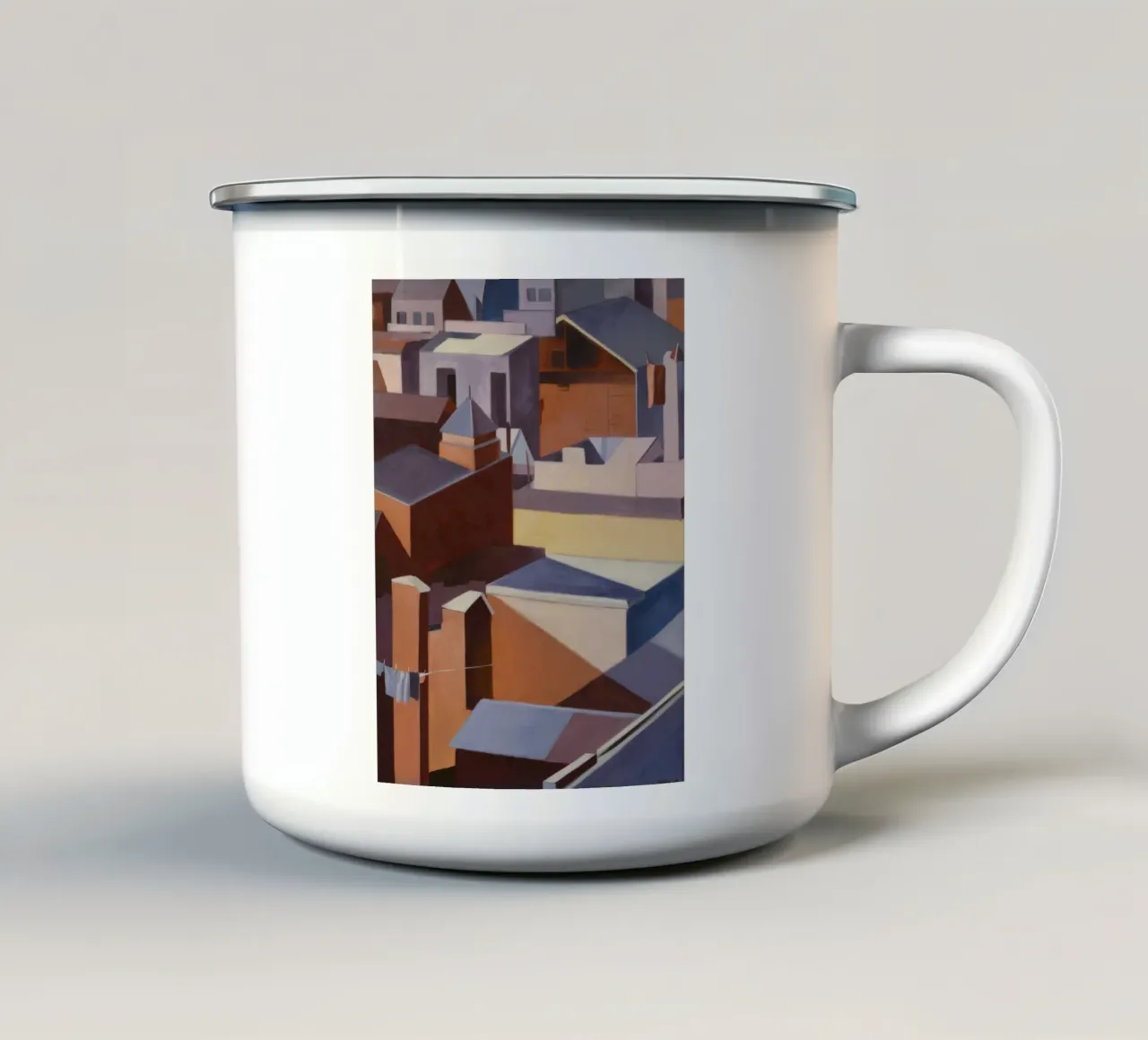 Irdener Block Metropolis Emaille Tasse von Opal Strokes