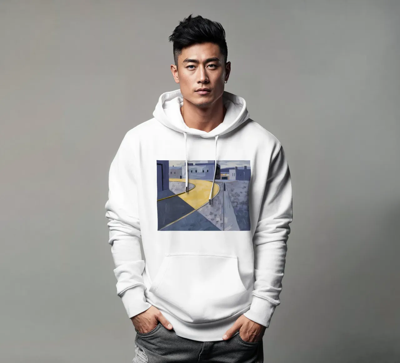 Gelbe Pfade Kurve Hoodie von Opal Strokes