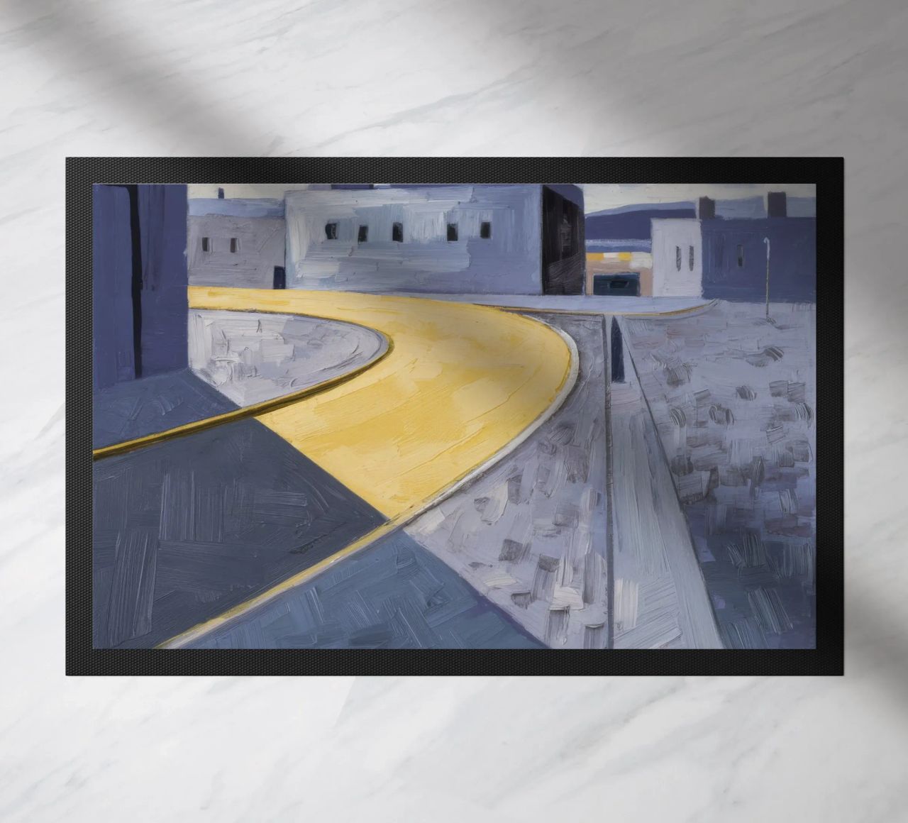 Yellow Paths Curve doormat by Opal Strokes
