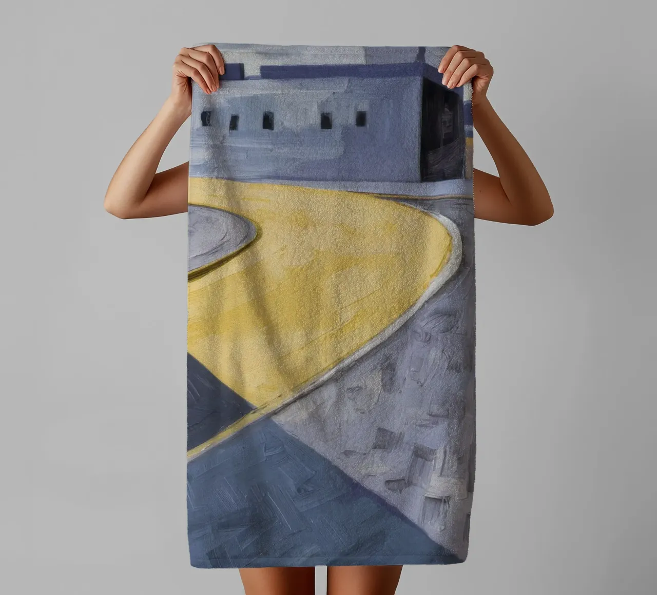 Yellow Paths Curve towel by Opal Strokes