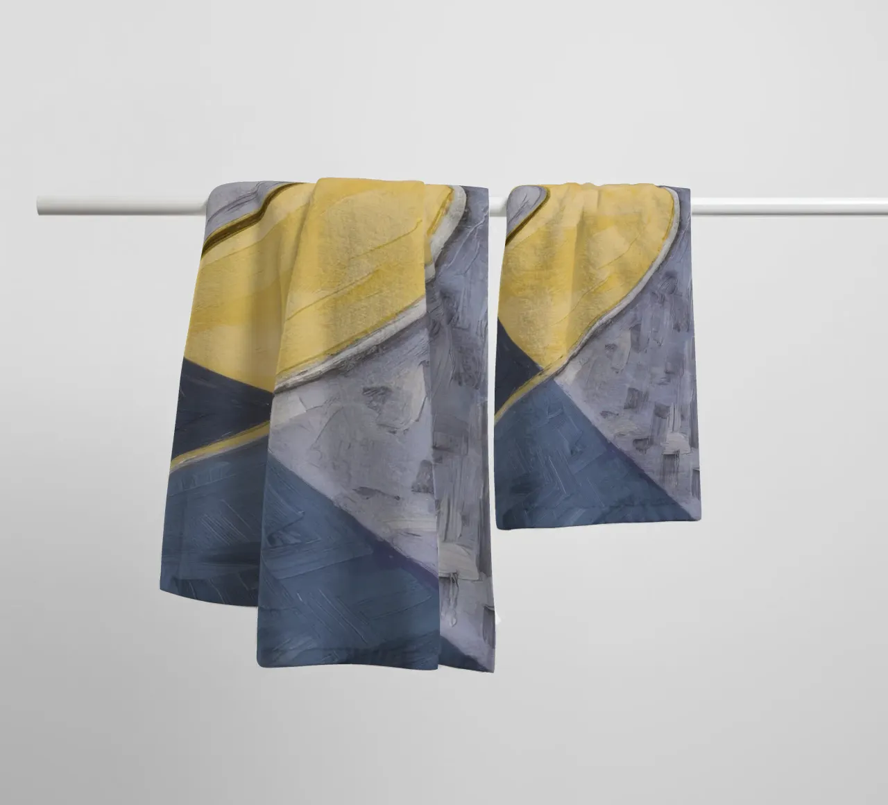 Yellow Paths Curve towel by Opal Strokes