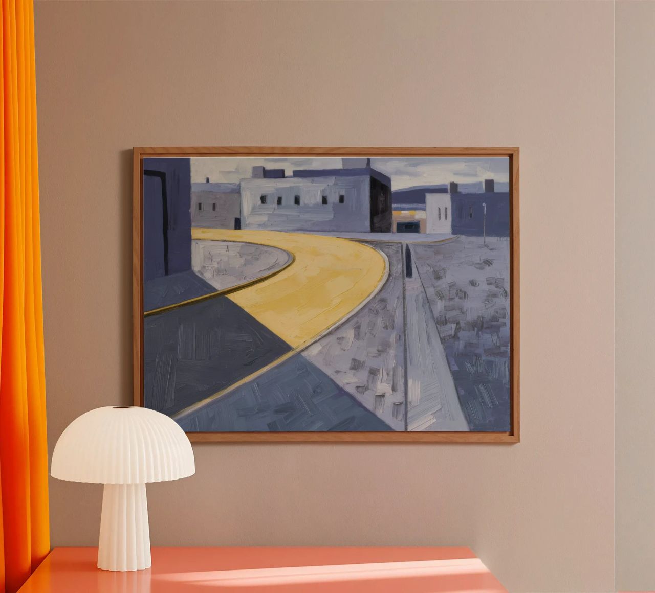 Curva dei sentieri gialli alluminio dibond da Opal Strokes