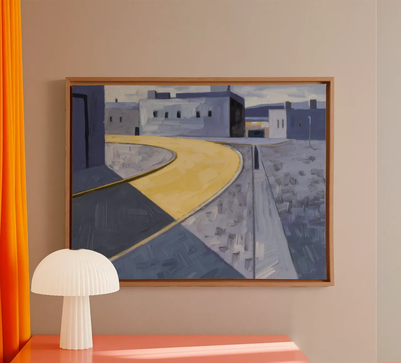 Yellow Paths Curve canvas by Opal Strokes