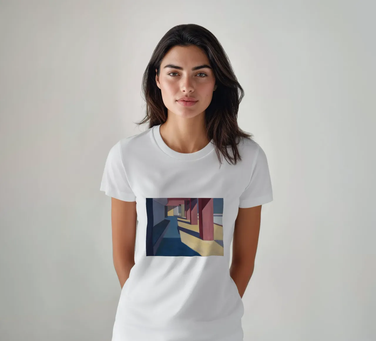 Karmozijnrode pilaar schaduwen t-shirt van Opal Strokes