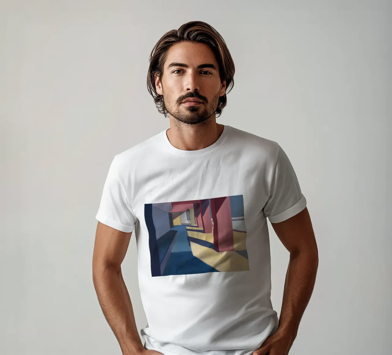 Karmozijnrode pilaar schaduwen t-shirt van Opal Strokes