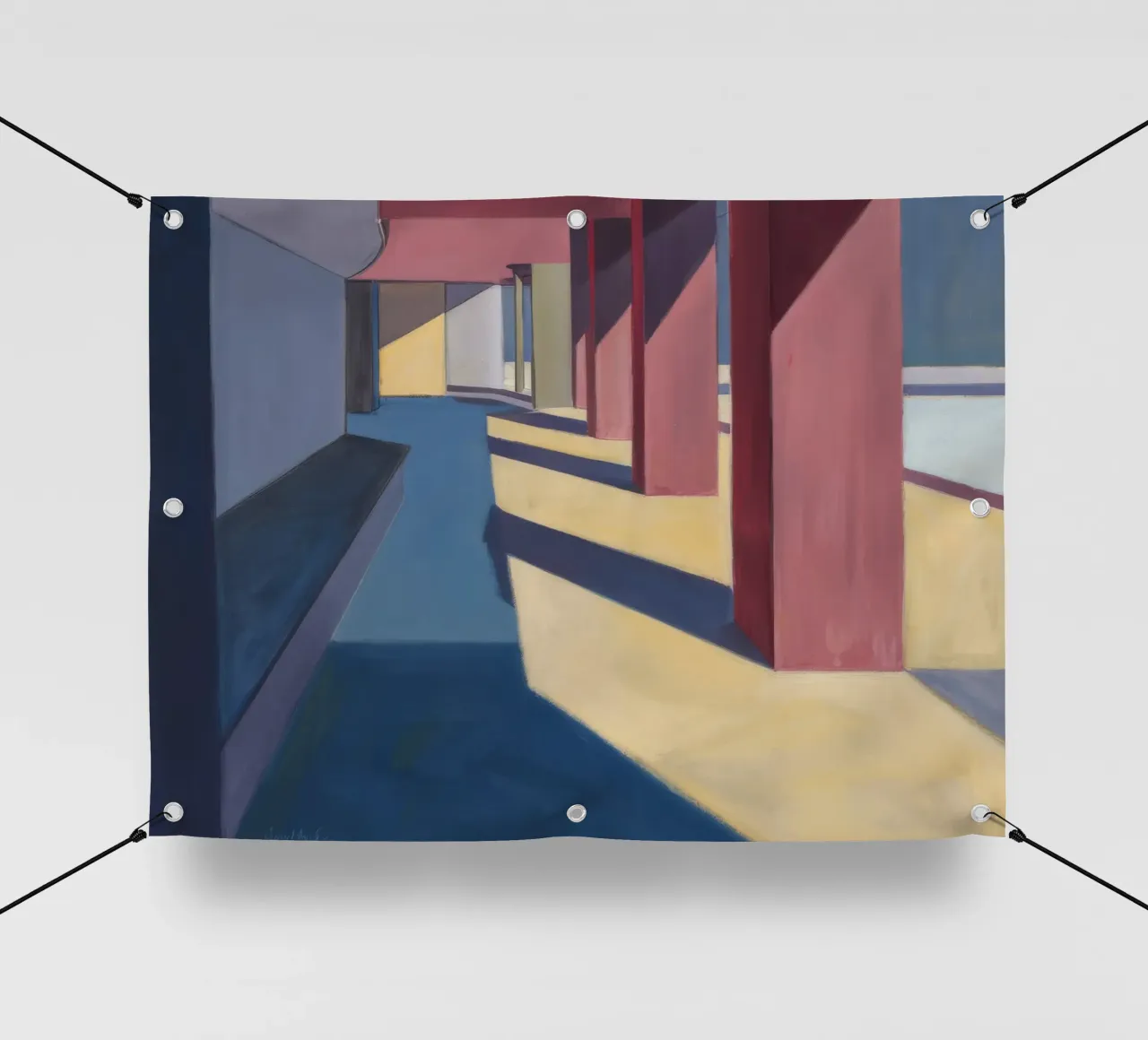 Karmozijnrode pilaar schaduwen pvc-zeil van Opal Strokes