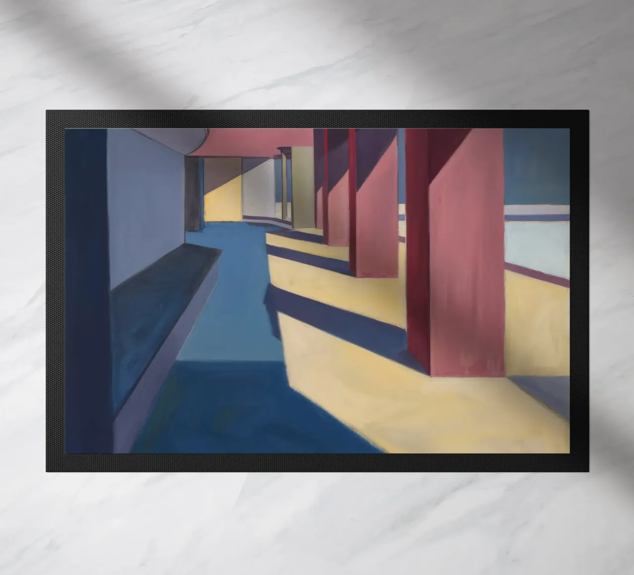 Karmozijnrode pilaar schaduwen deurmat van Opal Strokes