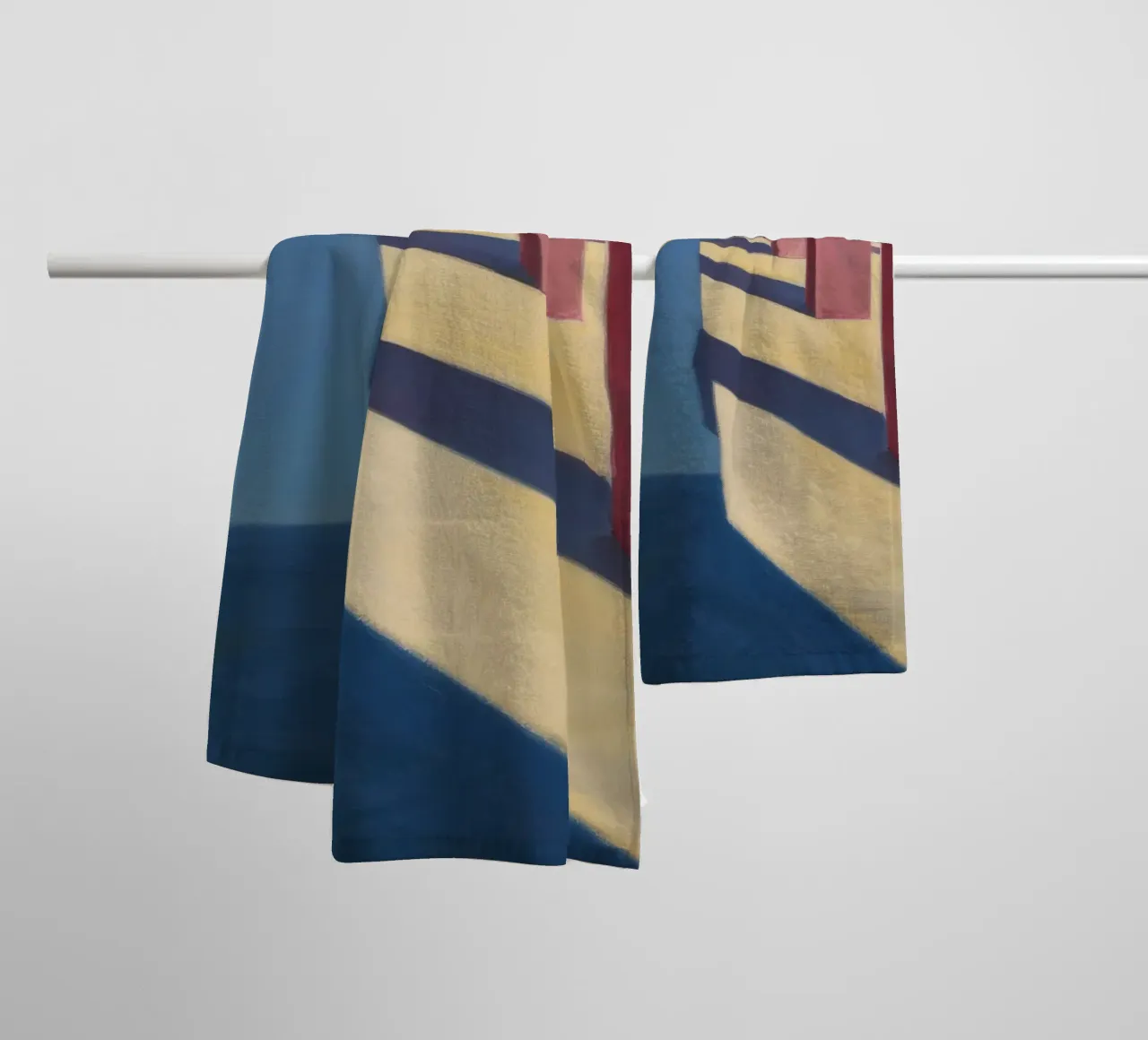 Karmozijnrode pilaar schaduwen badhanddoek van Opal Strokes