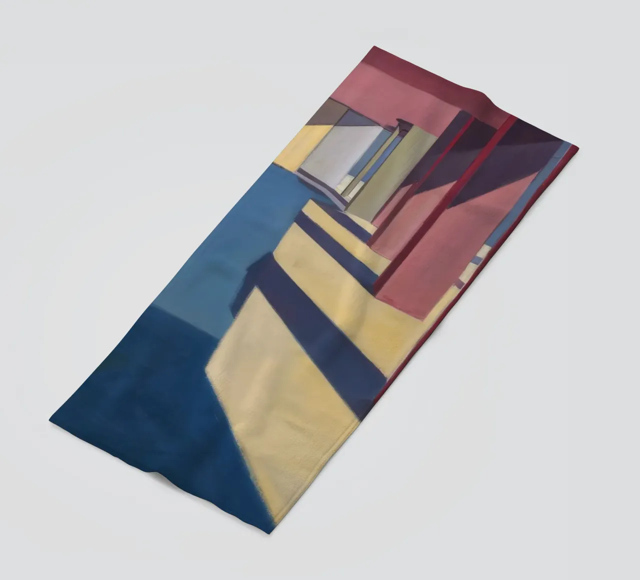 Karmozijnrode pilaar schaduwen strandhanddoek van Opal Strokes