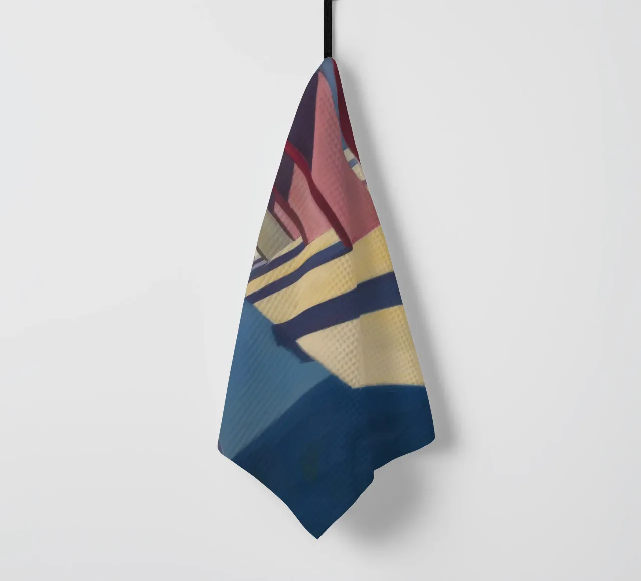 Karmozijnrode pilaar schaduwen theedoek van Opal Strokes