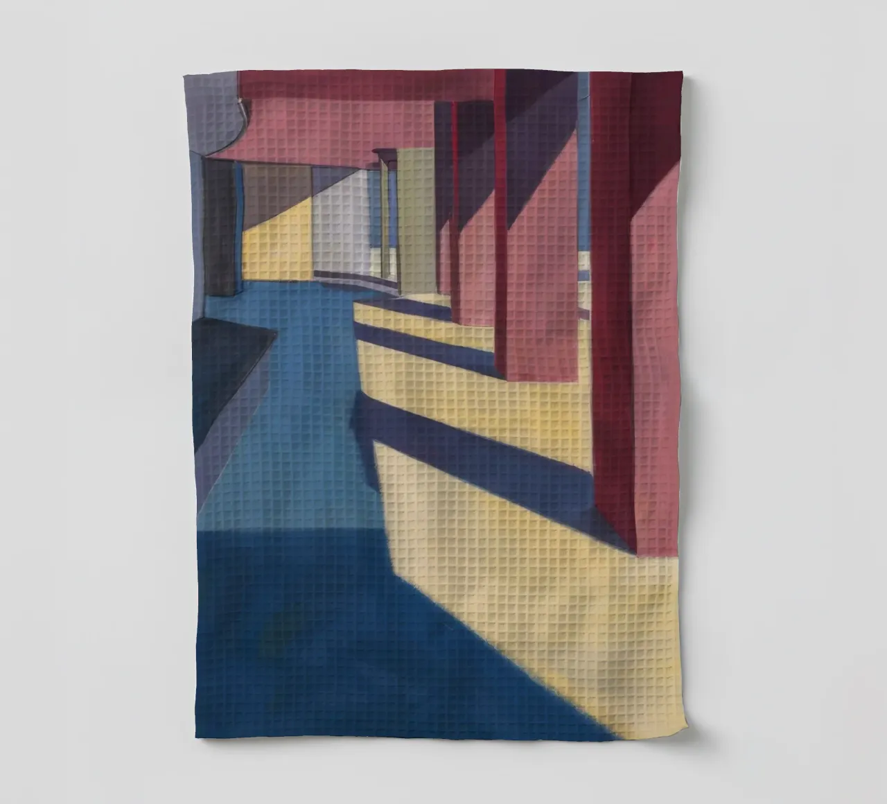 Karmozijnrode pilaar schaduwen theedoek van Opal Strokes