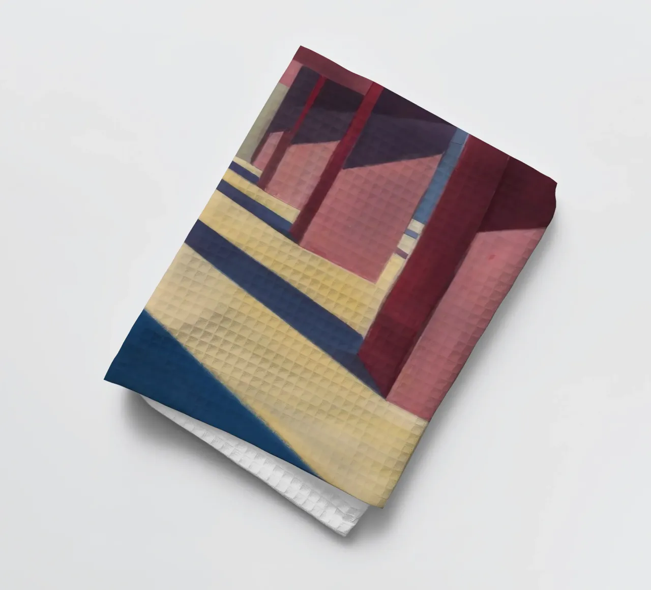 Karmozijnrode pilaar schaduwen theedoek van Opal Strokes