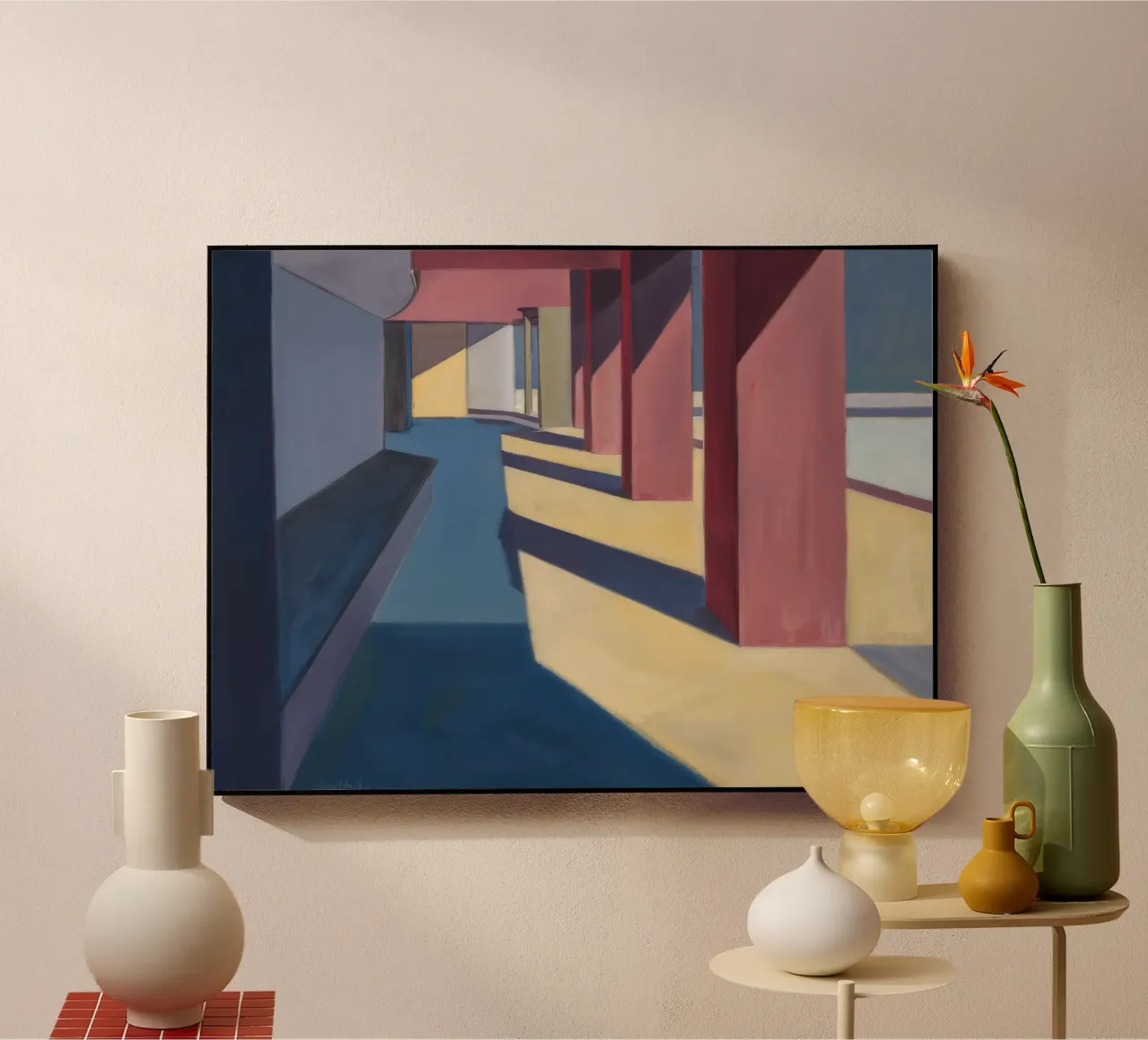 Karmozijnrode pilaar schaduwen acryl van Opal Strokes