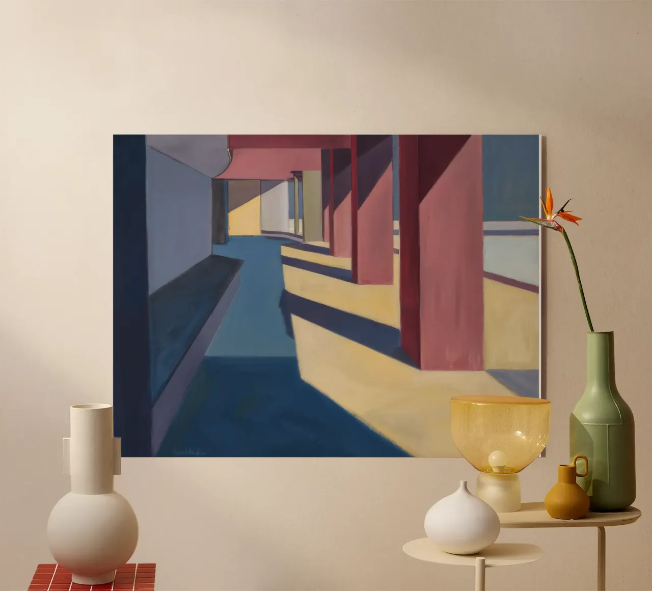 Karmozijnrode pilaar schaduwen acryl van Opal Strokes