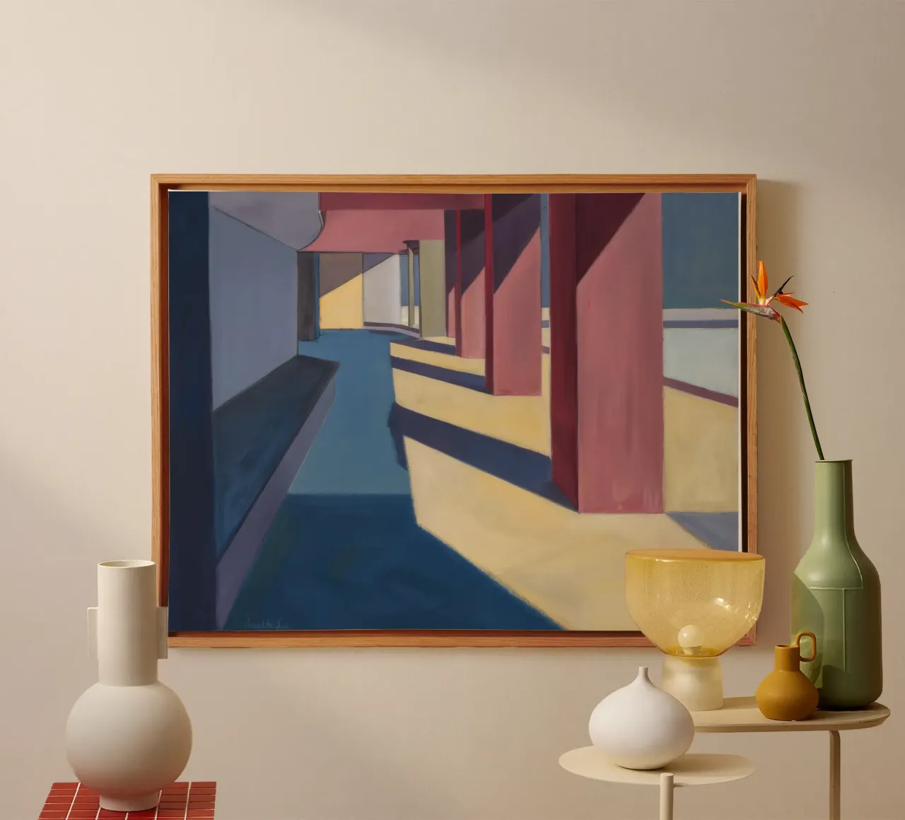 Karmozijnrode pilaar schaduwen canvas van Opal Strokes