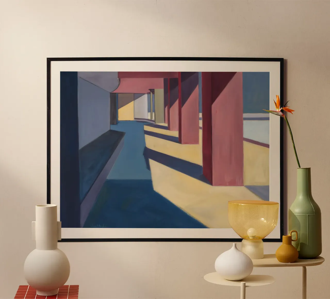 Karmozijnrode pilaar schaduwen hahnemühle van Opal Strokes