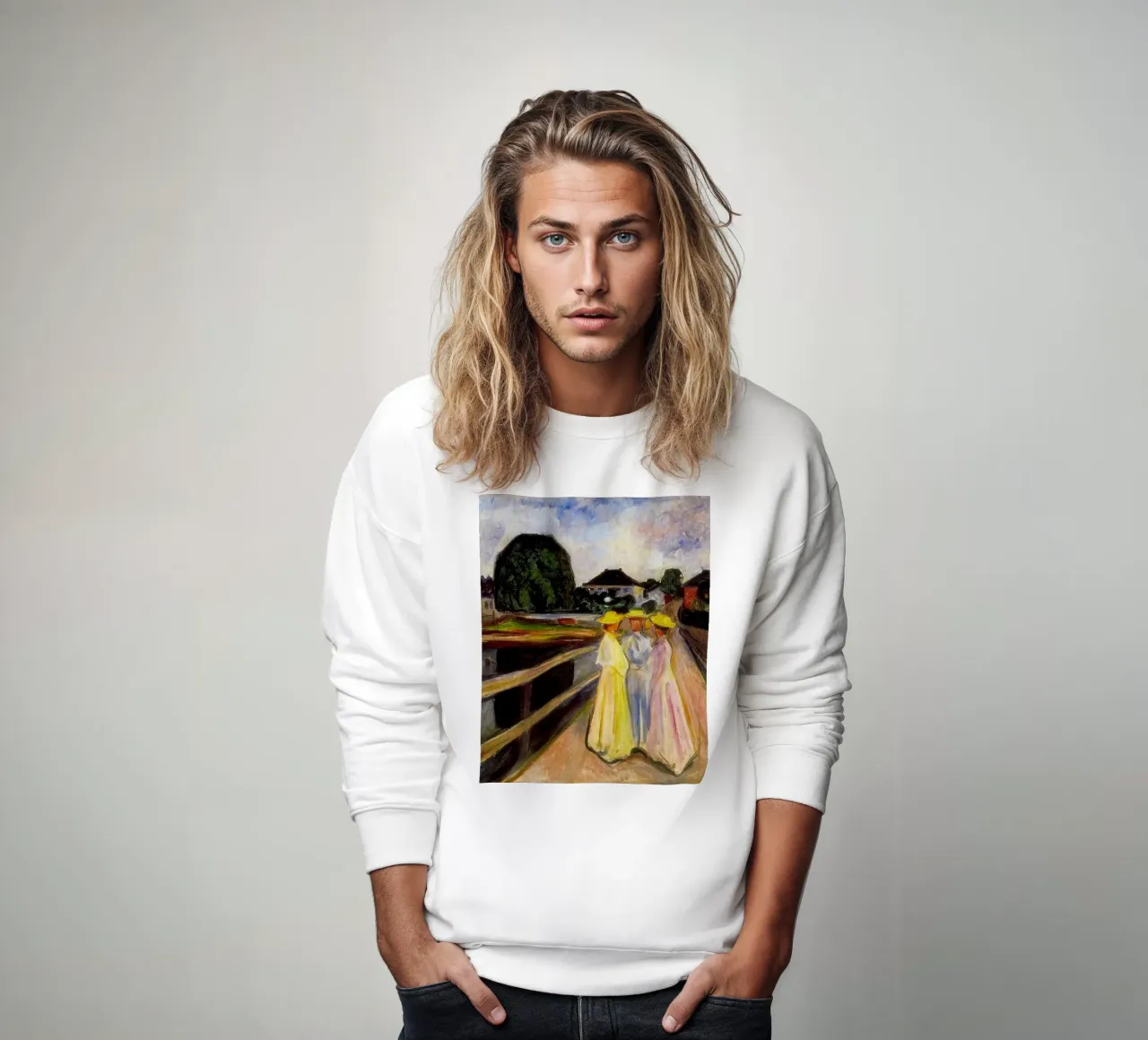 Three Women Chatting sweatshirt by Rachel Gallery