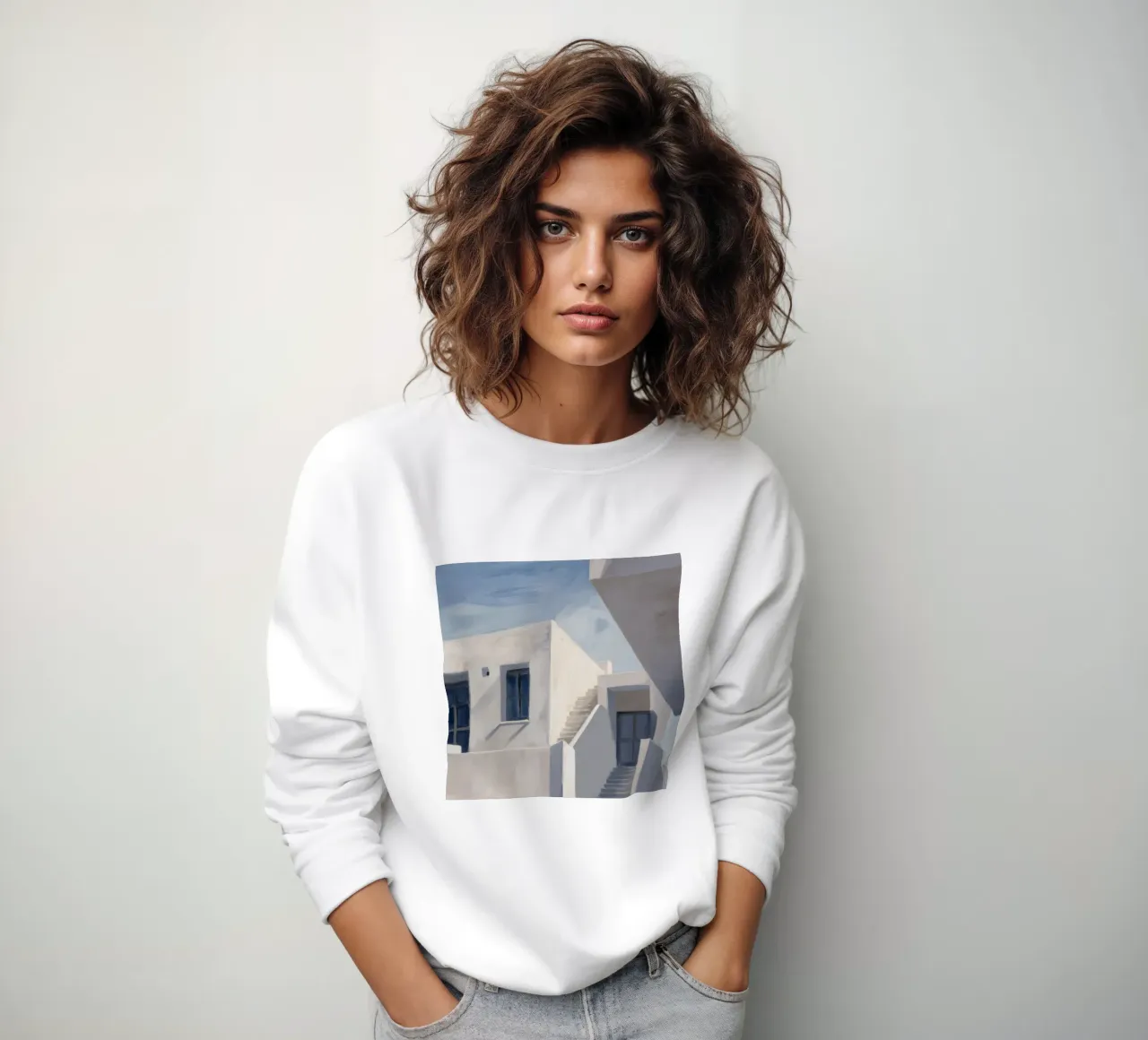 Whitewash Shadow Geometry sweatshirt by Opal Strokes