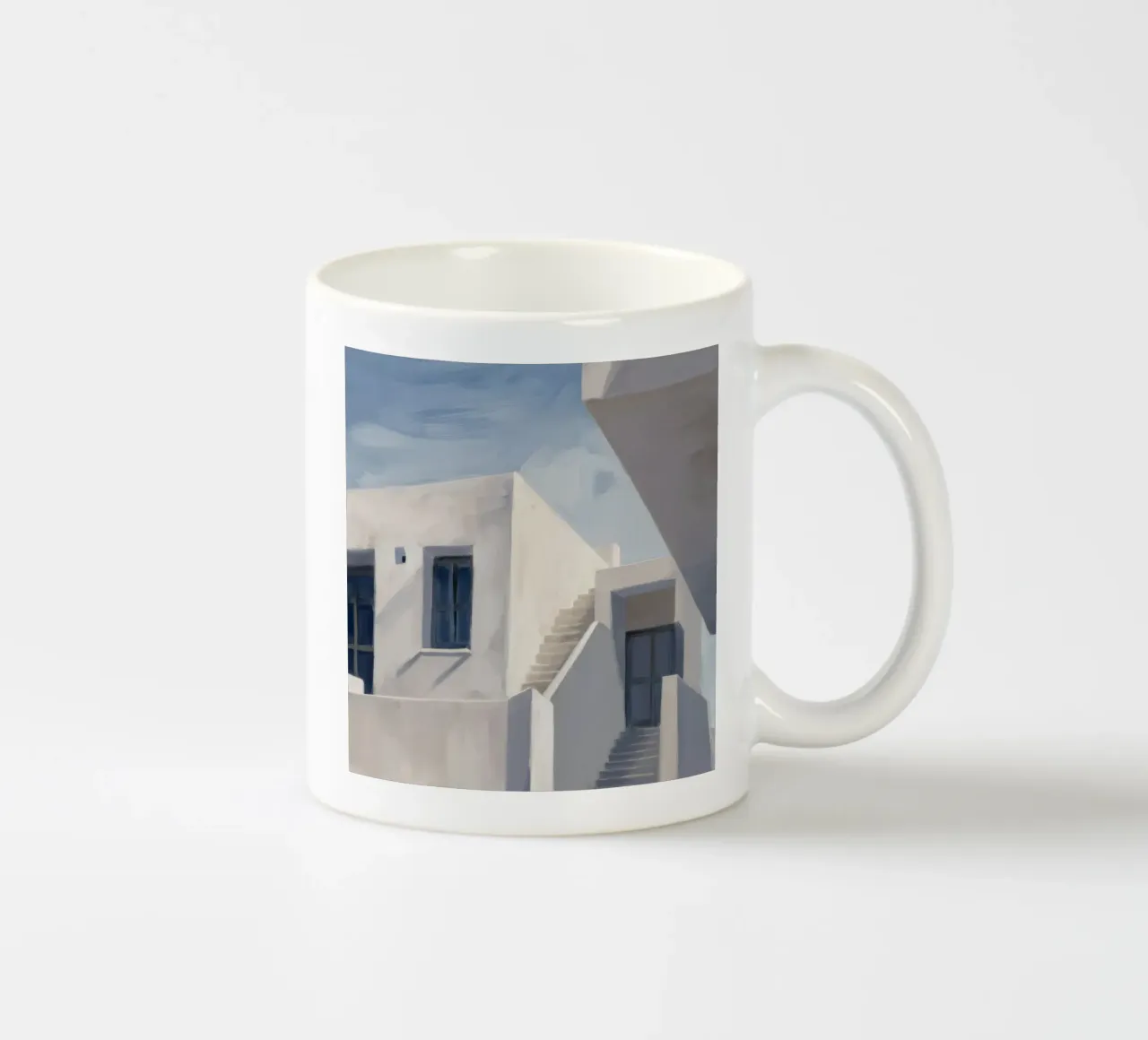 Whitewash Shadow Geometry Keramik Tasse von Opal Strokes