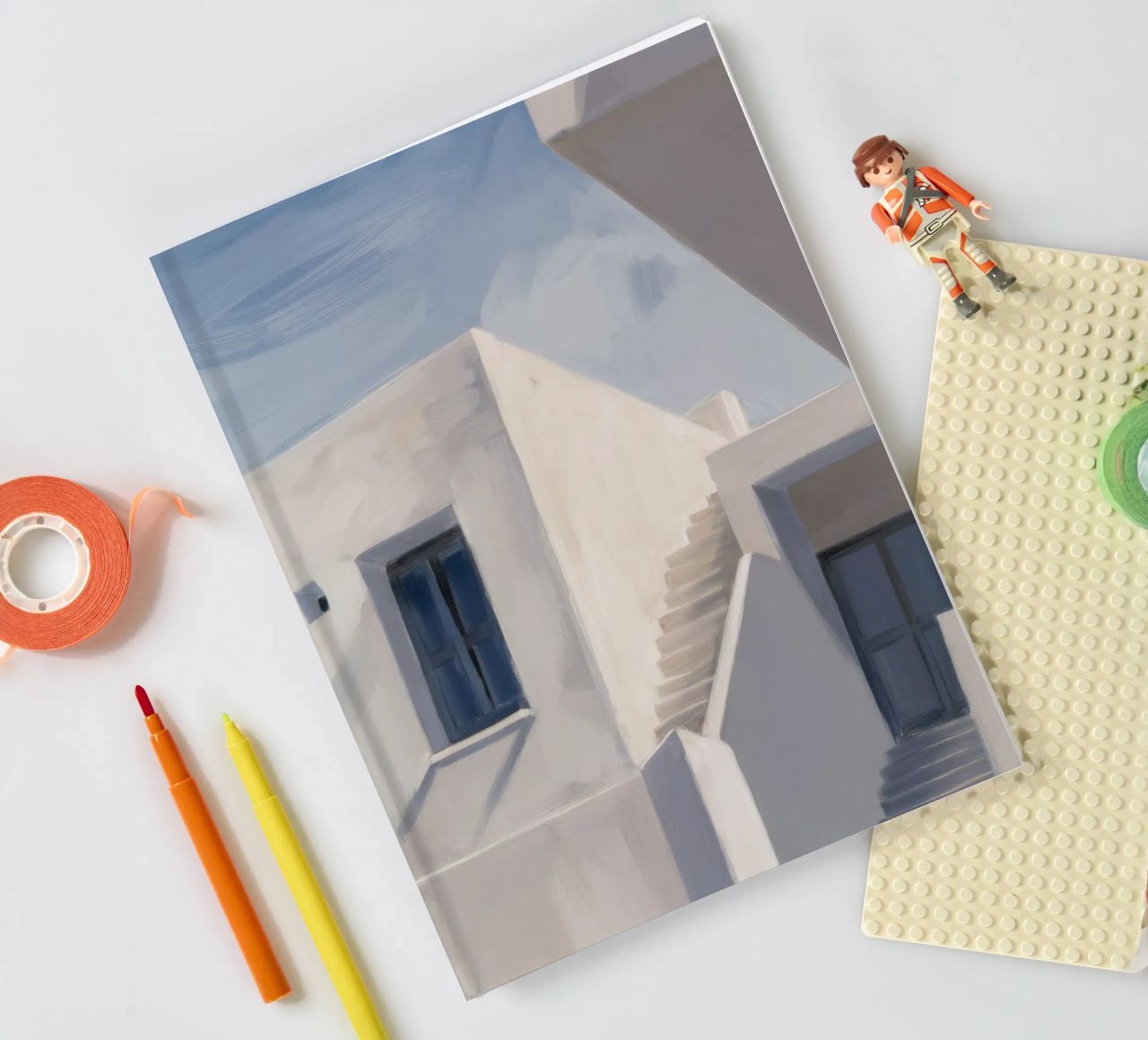 Whitewash Shadow Geometry notebook by Opal Strokes