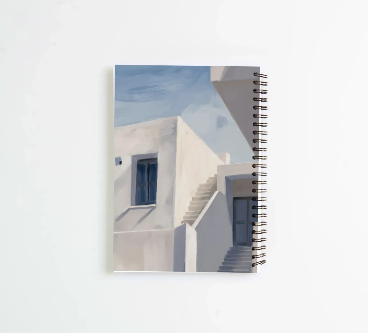 Whitewash Shadow Geometry spiral notebook by Opal Strokes