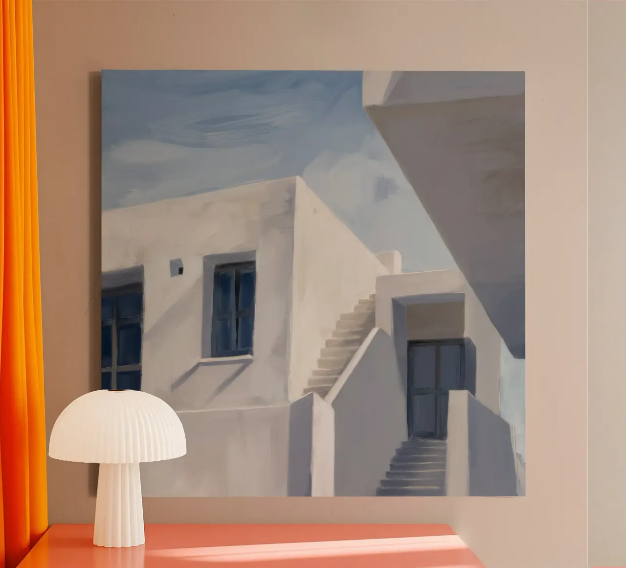 Whitewash Shadow Geometry canvas by Opal Strokes