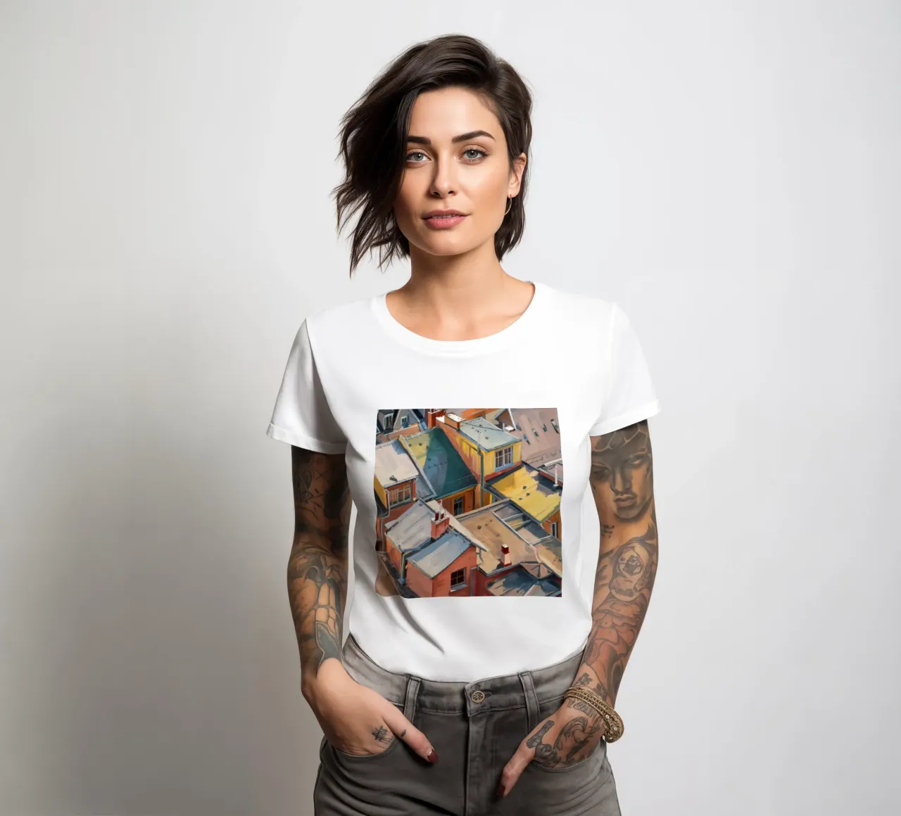 Cascata cromatica sul tetto t-shirt da donna da Opal Strokes
