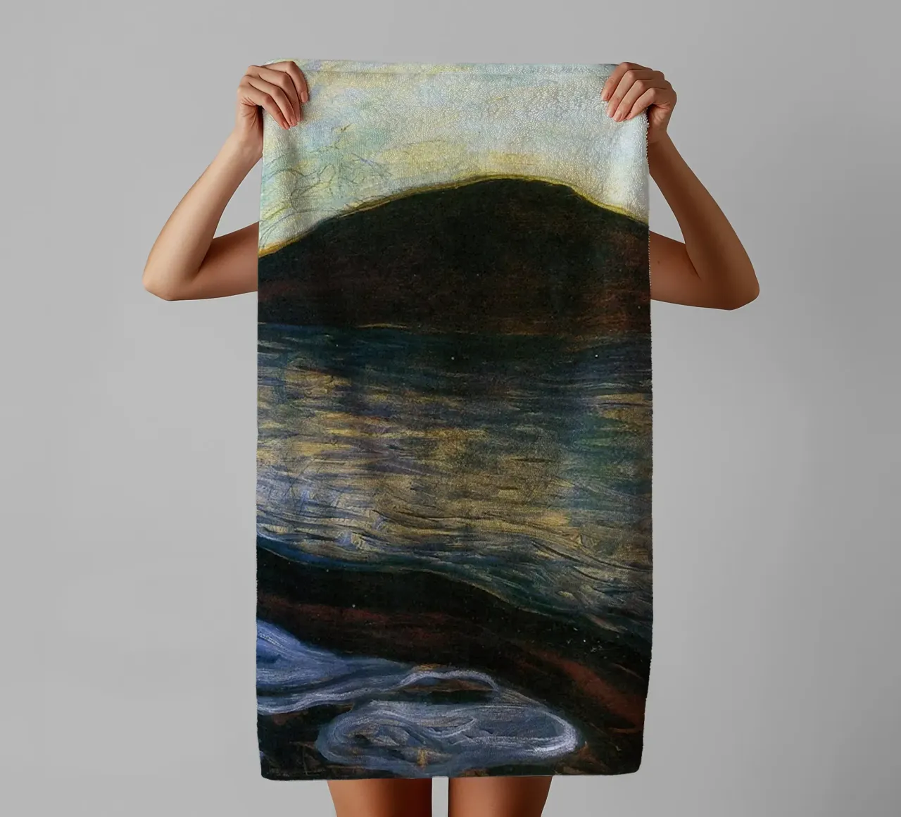 Lake And Mountain Abstract towel by Rachel Gallery