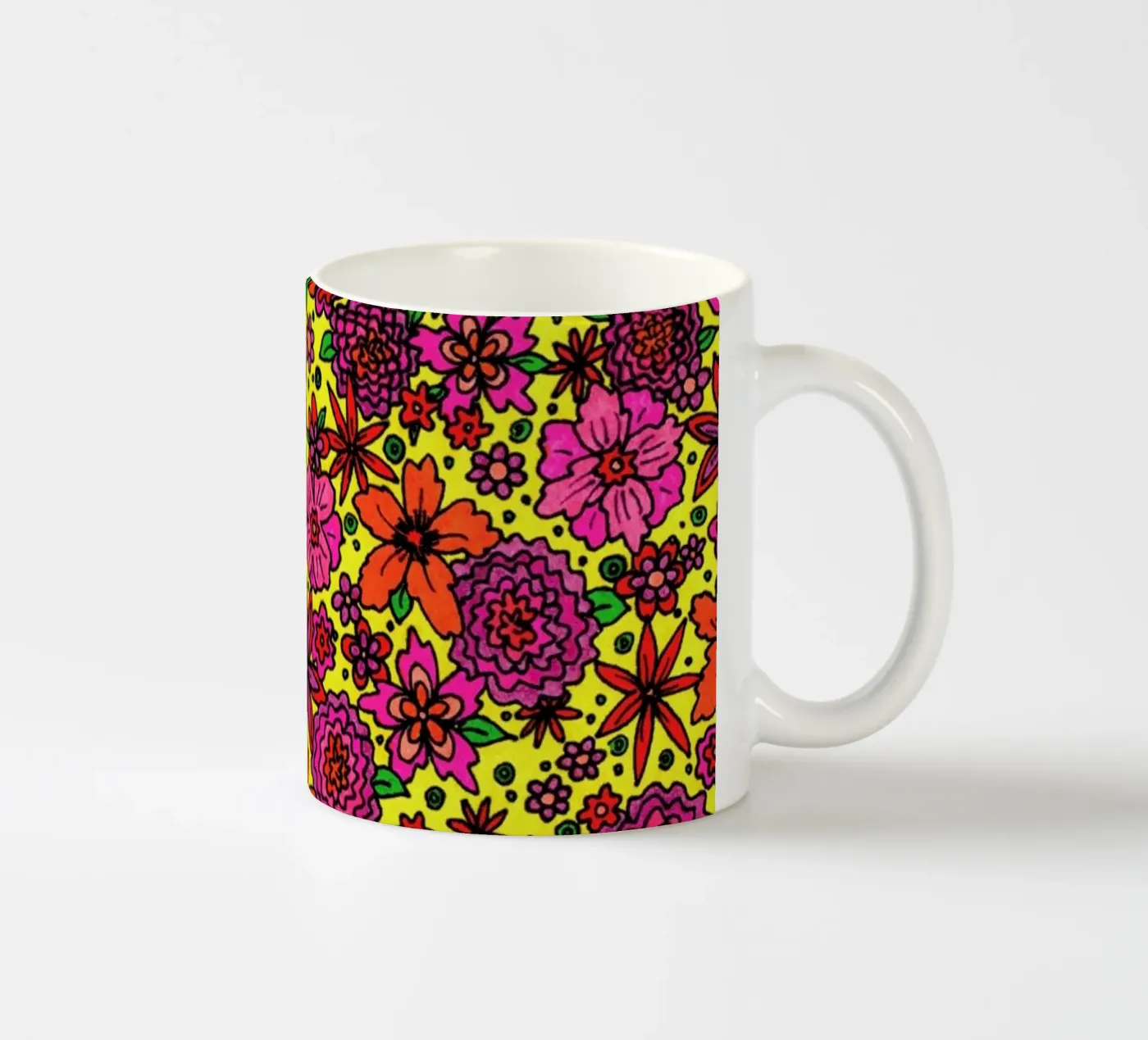 Flower Power Pattern ceramic mug by KP Design