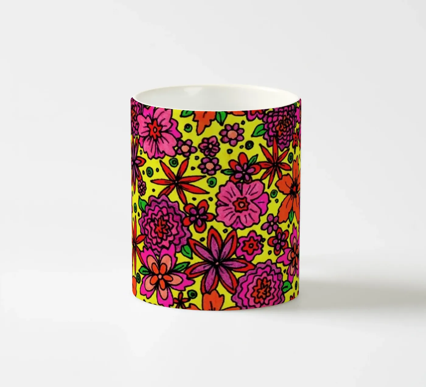 Flower Power Pattern ceramic mug by KP Design