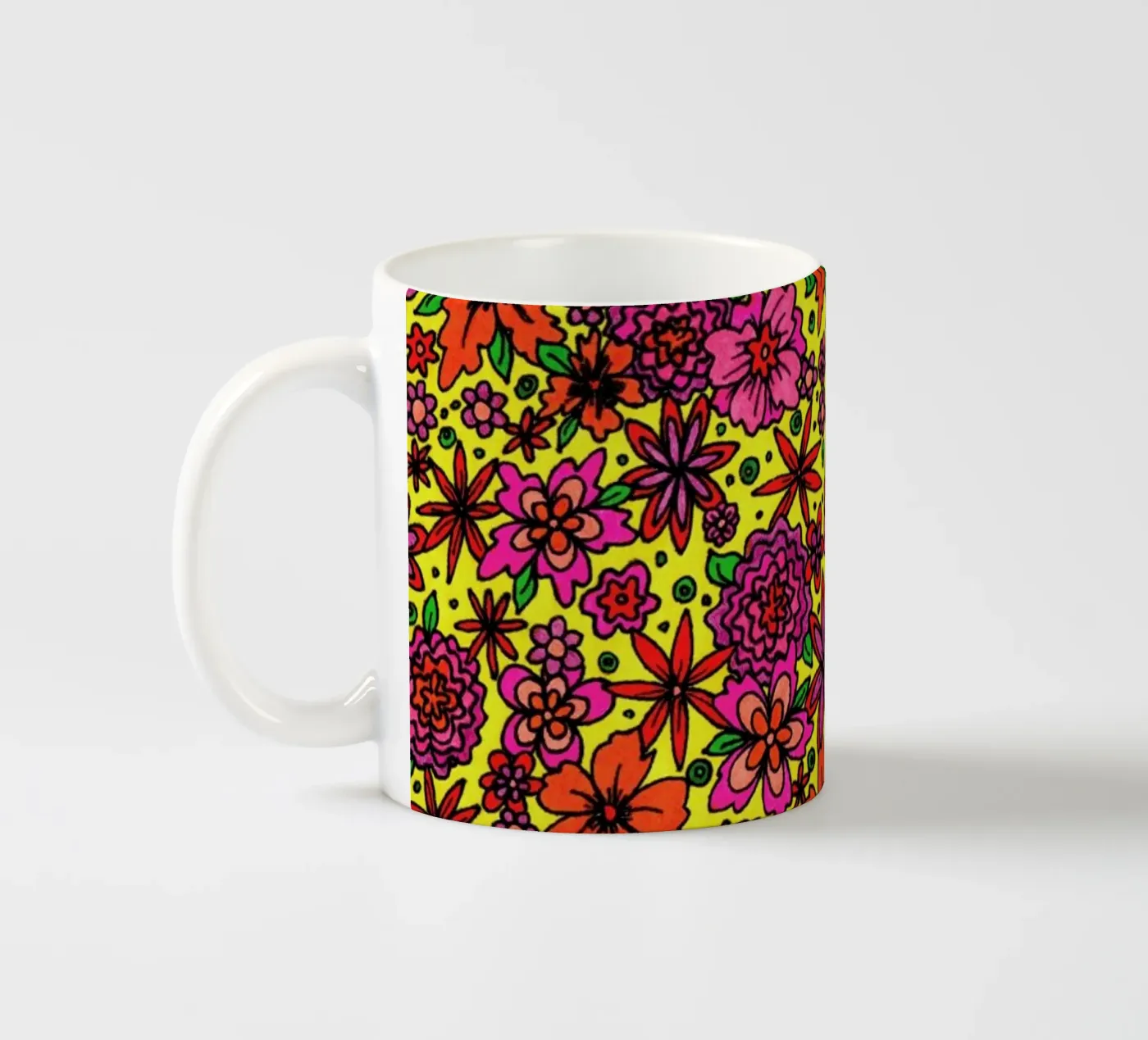 Flower Power Pattern ceramic mug by KP Design