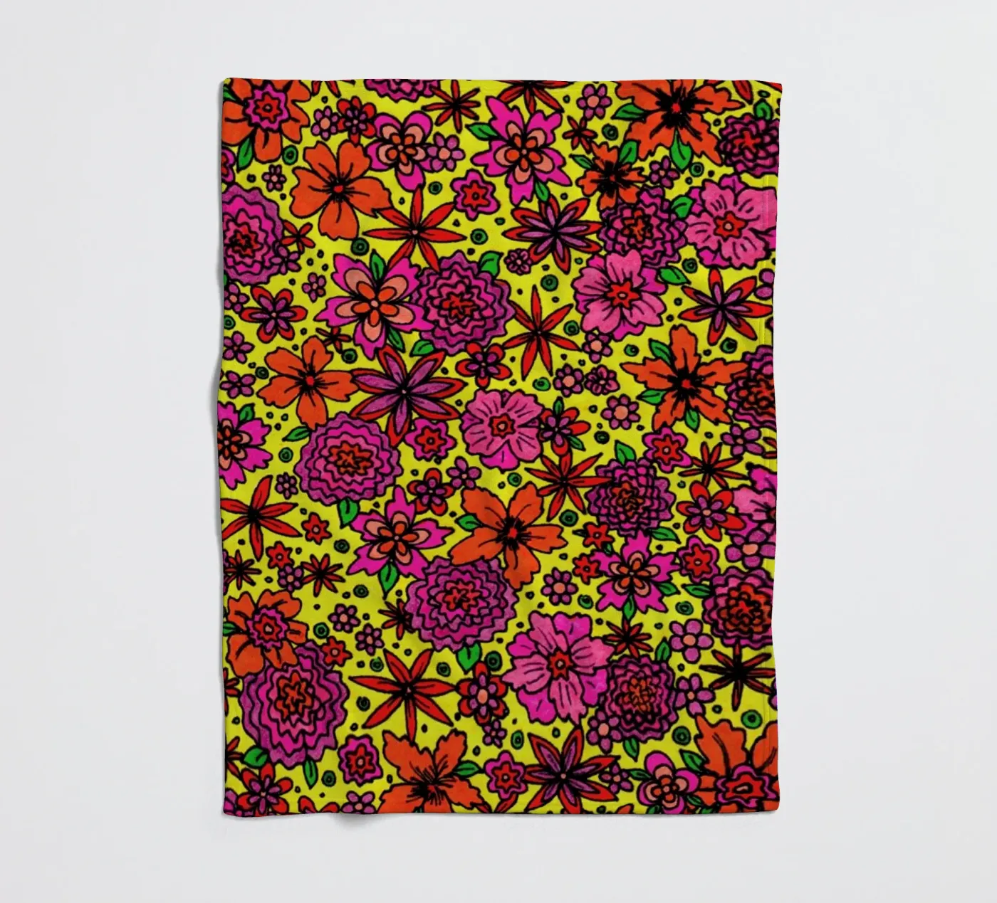 Flower Power Pattern fleece blanket by KP Design
