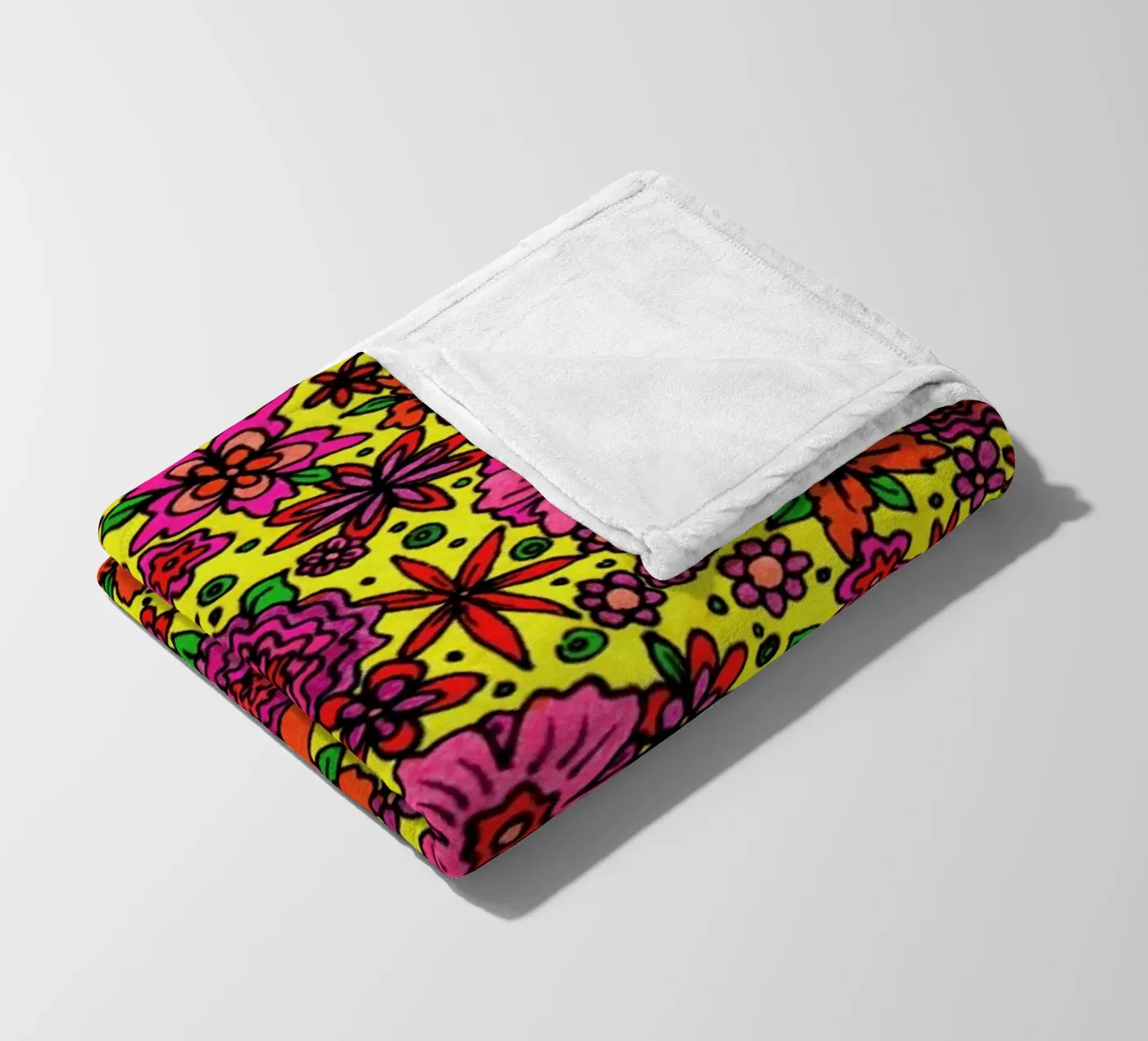Flower Power Pattern fleece blanket by KP Design