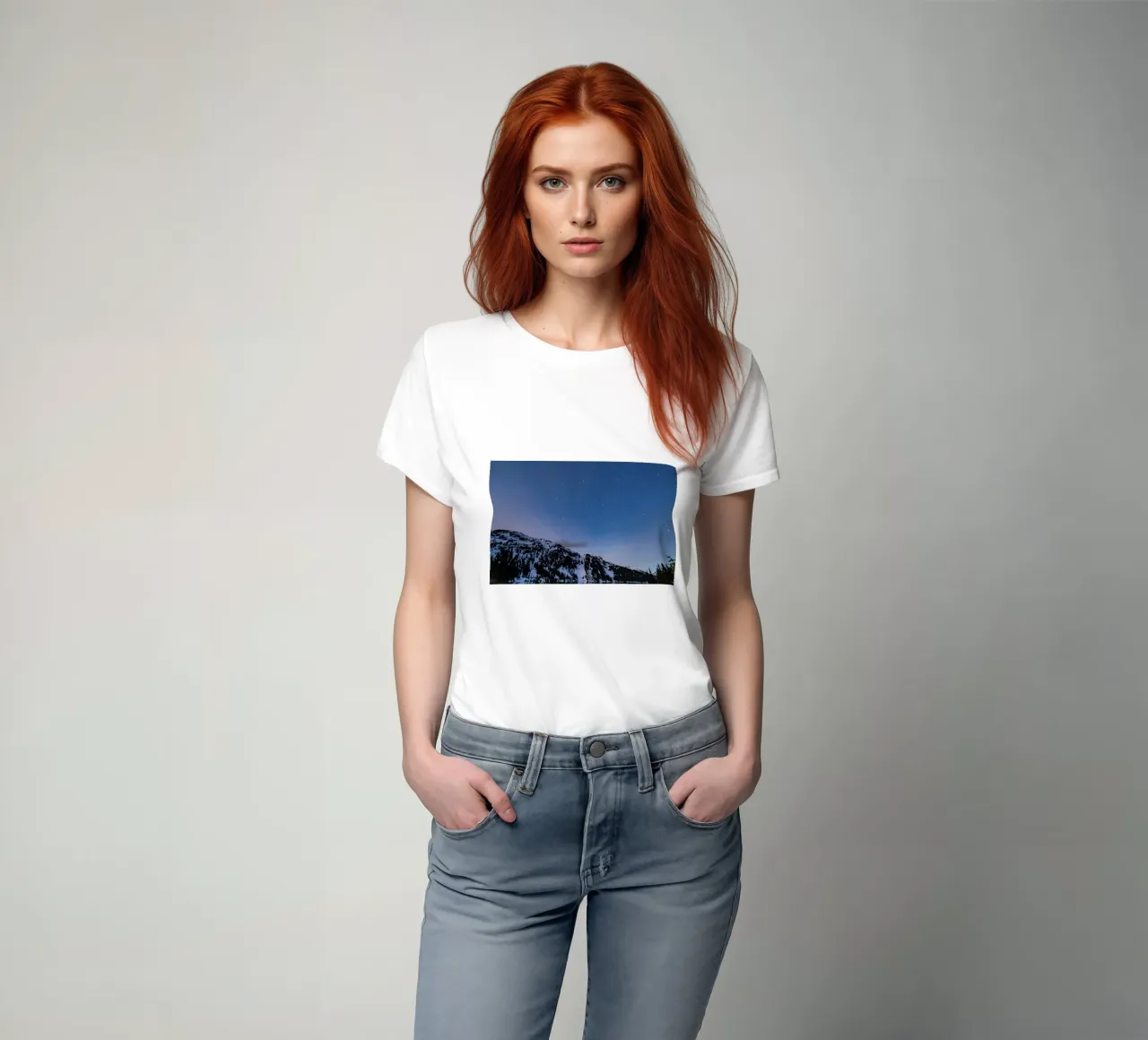 lago riflesso crepuscolare t-shirt da space words
